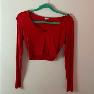 garage small red crop top